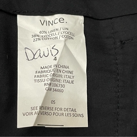 Vince Navy Tailored Linen Pleated Cuffed Hem Shorts Size 4 - Picture 7 of 7